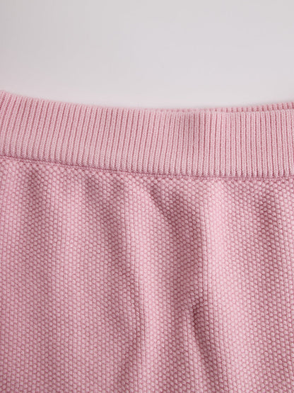【24-hour shipping out】Black Contrast Pink Knitted Jacket And Skirt Set