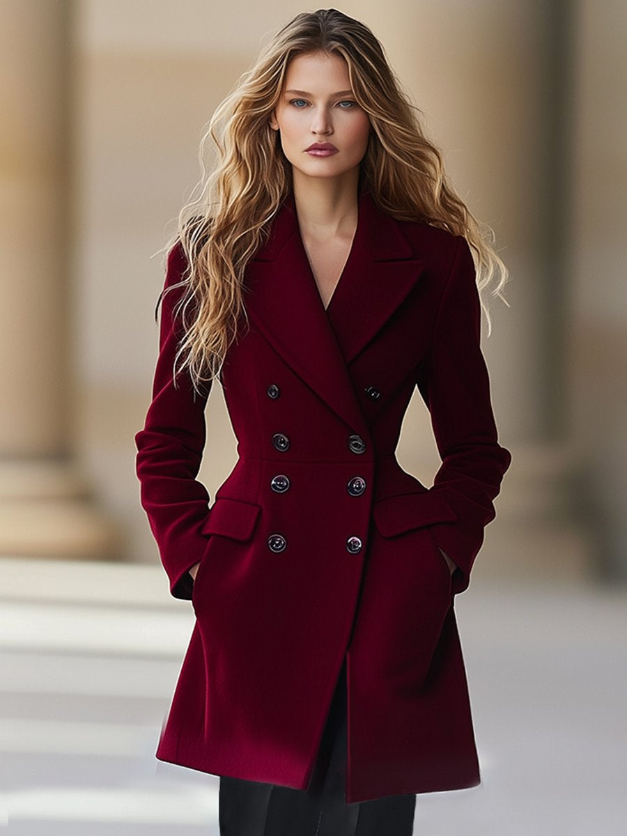 【24-hour shipping out】High-End Temperament Waist Lapel Coat