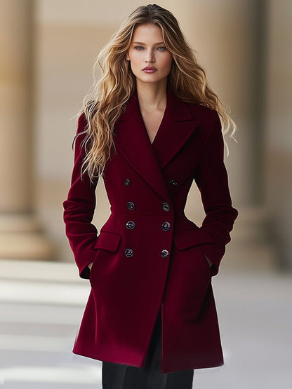 【24-hour shipping out】High-End Temperament Waist Lapel Coat